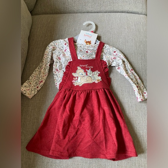 NWT Disney Bambi Baby Girls Pinafore Dress Set - Picture 4 of 9